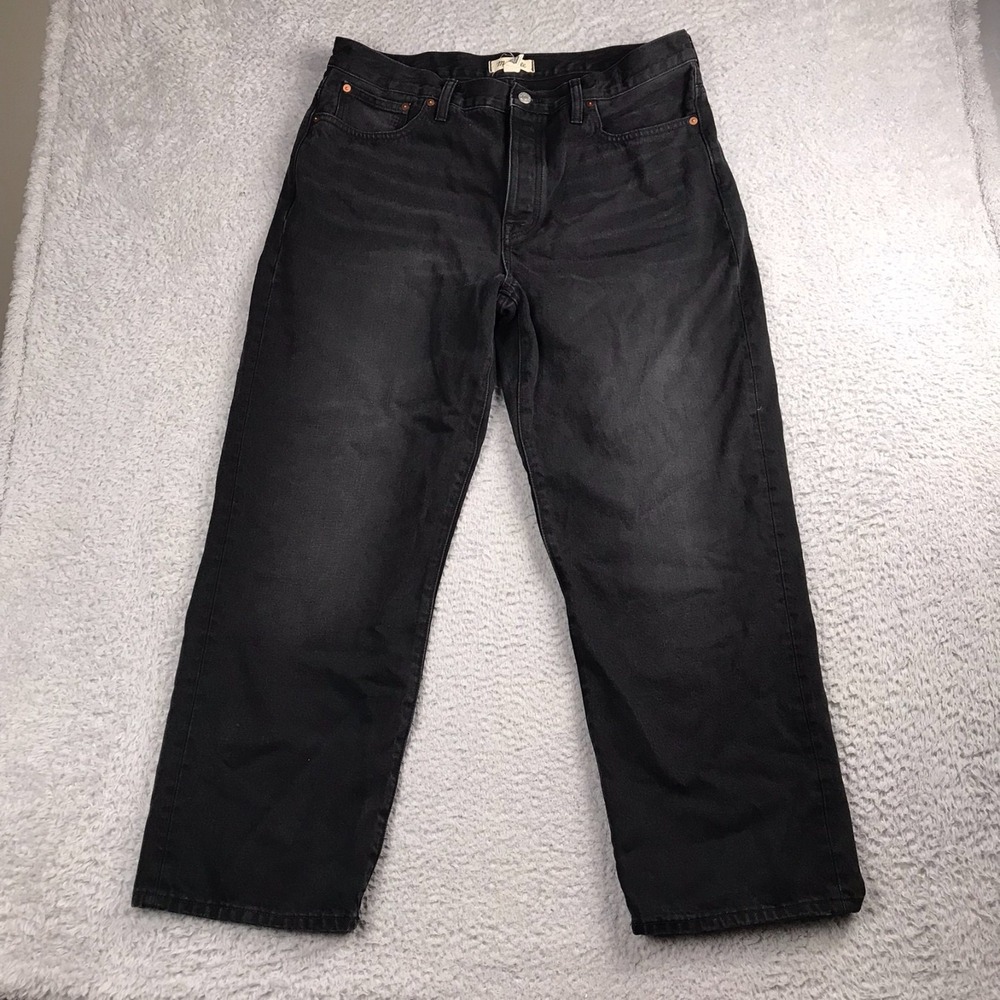 Madewell Low Slung Straight Jeans Womens 31 (37x28) Faded Black Baggy Denim